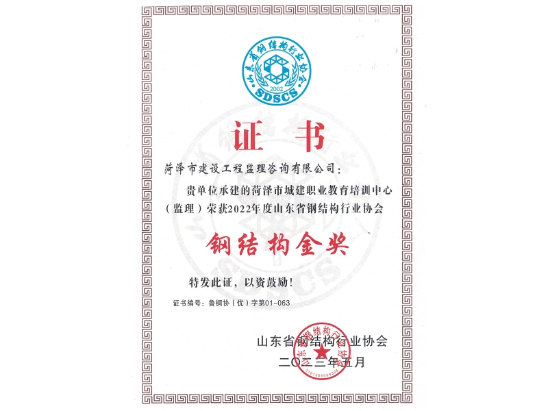 菏澤市城建置業(yè)教育培訓(xùn)中心鋼結(jié)構(gòu)金獎